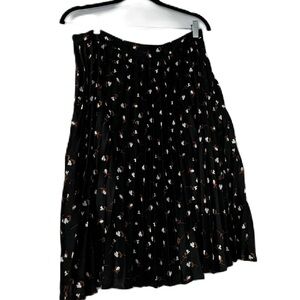 Epik Woman's pleater black floral midi sz XL skirt brown maroon white business